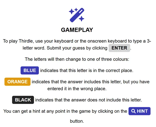 Thirdle board showing a three-letter opening guess before submission