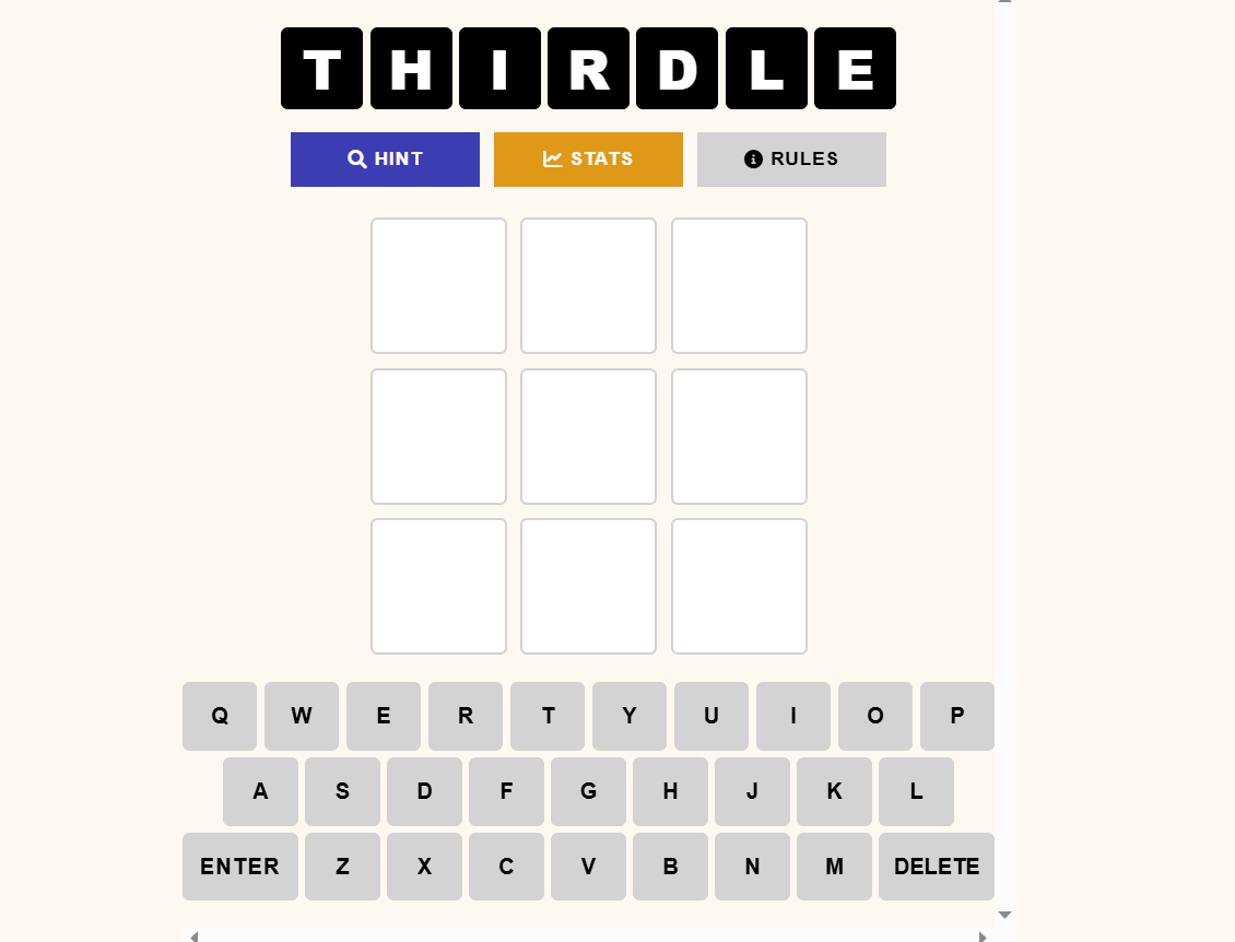 Thirdle three-board word puzzle game